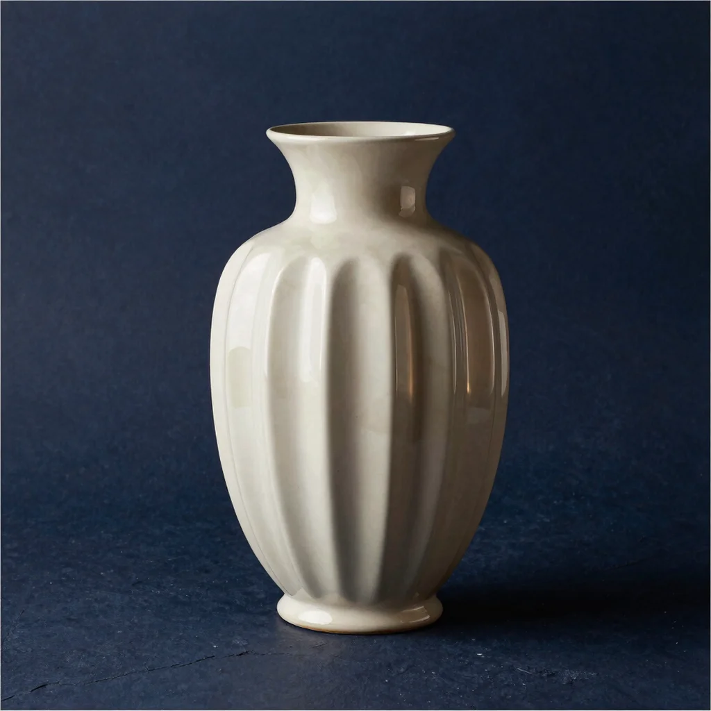 Artisanal Fluted Ceramic Accent Vase